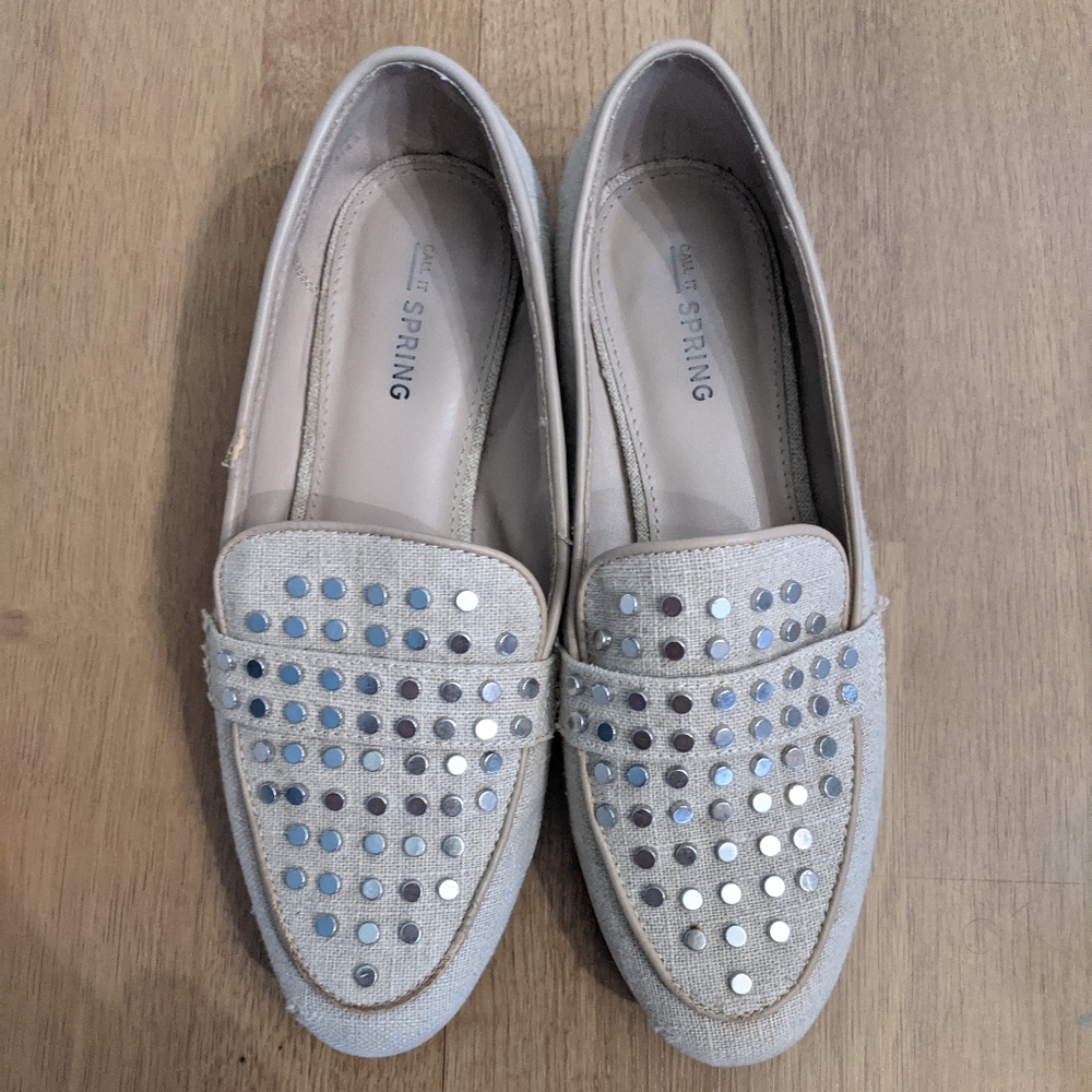 Call It Spring tan flat loafers